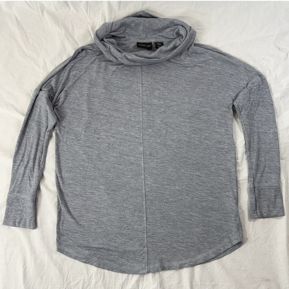 Rachel Zoe LA NY Gray Cowell Neck Long Sleeve Knit Top XS Relaxed Slouchy Layer